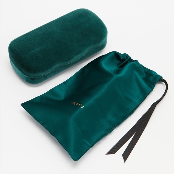 GUCCI GG1169S 003 cat eye sunglass in shiny dark havana frame with green lenses. - Picture 16 of 17